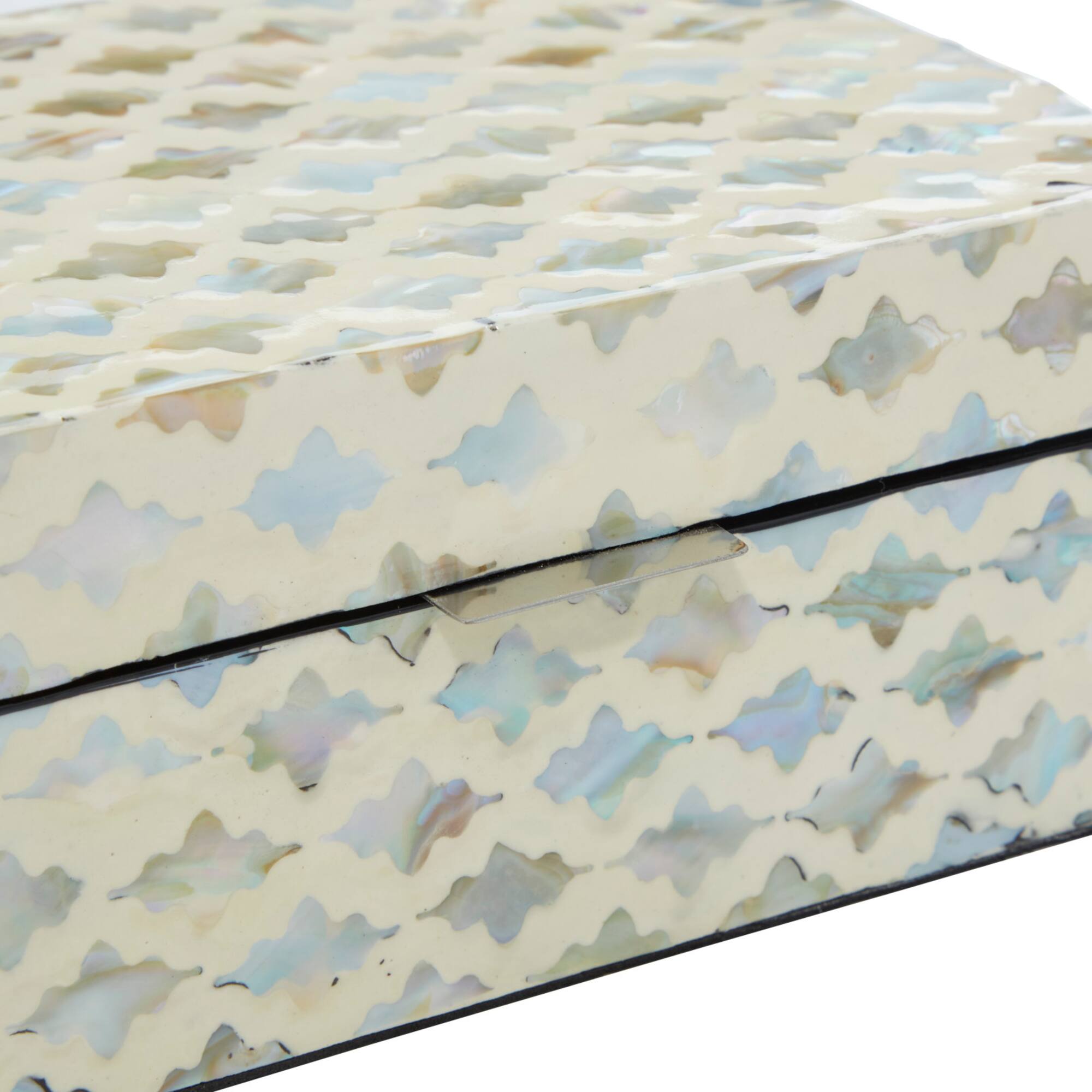 Coastal Rectangular White Wooden Zigzag Decorative Box Set